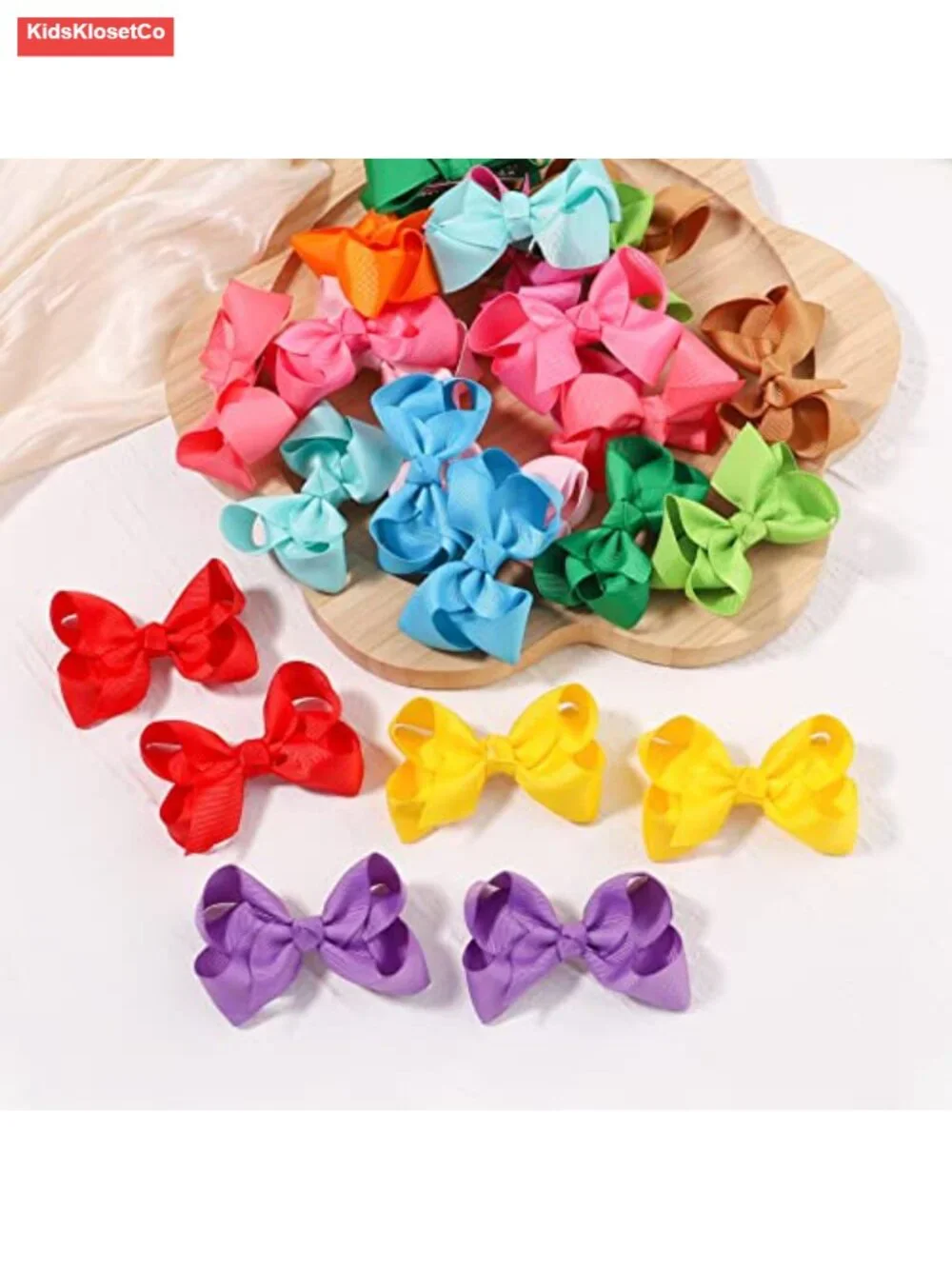 50 Pcs 3 Inch Grosgrain Ribbon Hair Bows With Alligator Clips